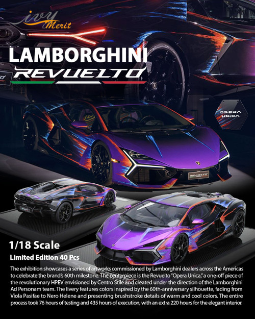 1/18 Ivy Lamborghini Revuelto (Purple) Car Model Limited 50 Pieces 1/18 Ivy Lamborghini Revuelto (Purple) Car Model Limited 50 Pieces
