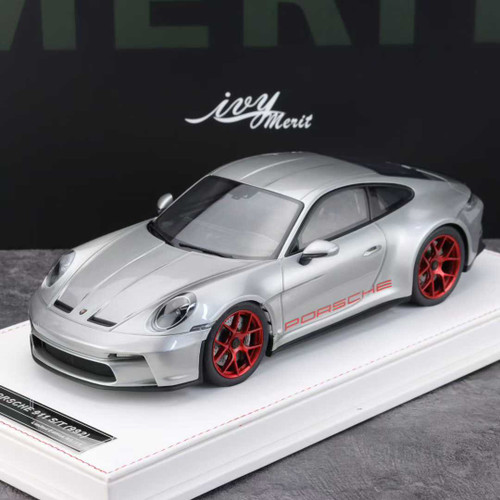 1/18 Ivy Porsche 911 992 S/T (Silver with Red Wheels) Car Model