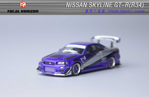 1/64 Focal Horizon Nissan Skyline GT-R GTR R34 Ryohe's Gifted (Violet Storm Purple) Diecast Car Model 1/64 Focal Horizon Nissan Skyline GT-R GTR R34 Ryohe's Gifted (Violet Storm Purple) Diecast Car Model