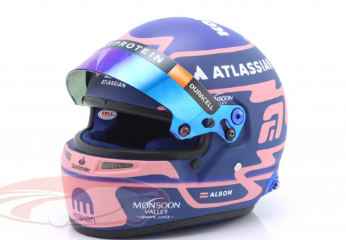 1/2 Bell 2025 Formula 1 Alexander Albon #23 Atlassian Williams Racing Helmet Model 1/2 Bell 2025 Formula 1 Alexander Albon #23 Atlassian Williams Racing Helmet Model