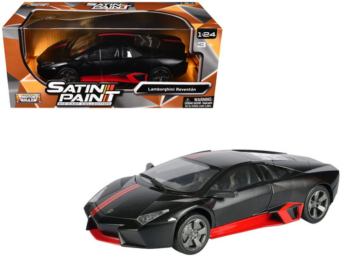 Lamborghini Reventon Matt Black with Red Stripes "Satin Paint" Series 1/24 Diecast Model Car by Motormax Lamborghini Reventon Matt Black with Red Stripes "Satin Paint" Series 1/24 Diecast Model Car by Motormax