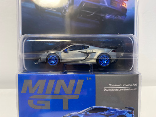 CHASE CAR 1/64 Mini GT 2023 Chevrolet Corvette C8 Z06 (Chrome Silver with Blue Wheels) Diecast Car Model CHASE CAR 1/64 Mini GT 2023 Chevrolet Corvette C8 Z06 (Chrome Silver with Blue Wheels) Diecast Car Model