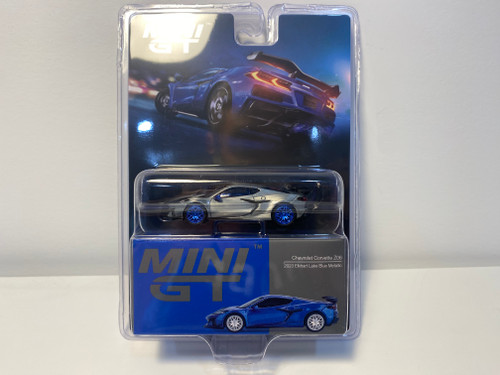 CHASE CAR 1/64 Mini GT 2023 Chevrolet Corvette C8 Z06 (Chrome Silver with Blue Wheels) Diecast Car Model CHASE CAR 1/64 Mini GT 2023 Chevrolet Corvette C8 Z06 (Chrome Silver with Blue Wheels) Diecast Car Model