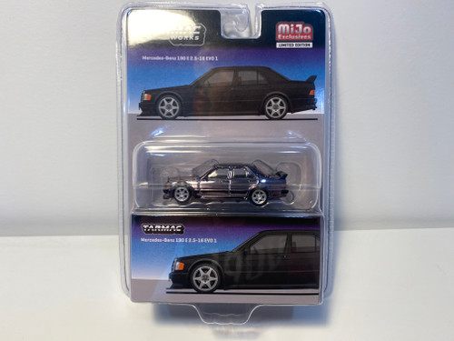 CHASE CAR 1/64 Tarmac Works Mercedes-Benz 190 E 2.5-16 EVO 1 (Chrome Silver) Diecast Car Model CHASE CAR 1/64 Tarmac Works Mercedes-Benz 190 E 2.5-16 EVO 1 (Chrome Silver) Diecast Car Model