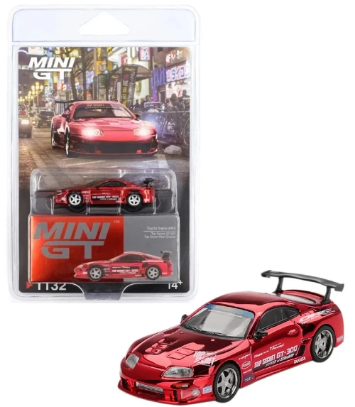 1/64 Mini GT Toyota Supra (A80) Top Secret GT-300 Top Secret (Chrome Red) Diecast Car Model