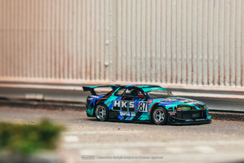 1/64 Tarmac Works Nissan Skyline (R32) Widebody HKS Car Model with 1 Pack of 2 Collectible Trading Cards Combo 1/64 Tarmac Works Nissan Skyline (R32) Widebody HKS Car Model with 1 Pack of 2 Collectible Trading Cards Combo