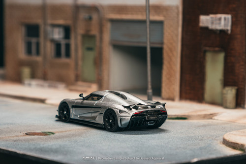 1/64 Tarmac Works Koenigsegg Regera (Silver Metallic with Blue Accents) Car Model with 1 Pack of 2 Collectible Trading Cards Combo 1/64 Tarmac Works Koenigsegg Regera (Silver Metallic with Blue Accents) Car Model with 1 Pack of 2 Collectible Trading Cards Combo