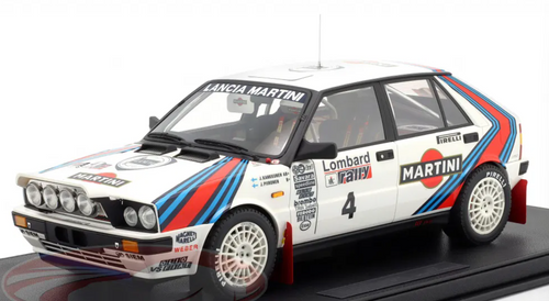 1/12 TopMarques 1987 Lancia Delta HF 4WD #4 Winner Lombard RAC Rallye Martini Lancia Juha Kankkunen, Juha Piironen Car Model