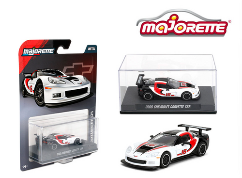 1/64 Majorette 2005 Chevrolet Corvette C6 R (White) Diecast Car Model 1/64 Majorette 2005 Chevrolet Corvette C6 R (White) Diecast Car Model