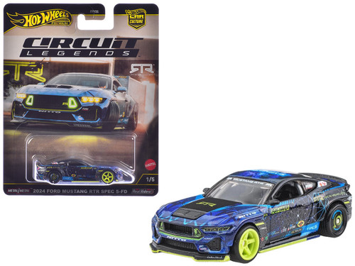 2024 Ford Mustang RTR Spec 5-FD Dark Blue with Graphics "Circuit Legends" Series Diecast Model Car by Hot Wheels 2024 Ford Mustang RTR Spec 5-FD Dark Blue with Graphics "Circuit Legends" Series Diecast Model Car by Hot Wheels
