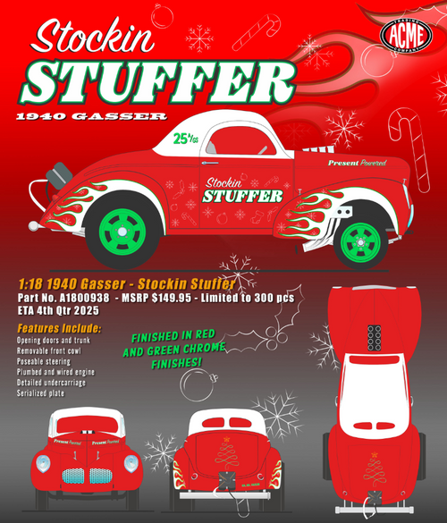 1/18 ACME 1940 Gasser Stockin Stuffer Diecast Car Model 1/18 ACME 1940 Gasser Stockin Stuffer Diecast Car Model