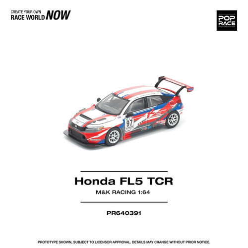 1/64 Poprace Honda Civic Type R FL5 TCR M&K Racing #97 Diecast Car Model 1/64 Poprace Honda Civic Type R FL5 TCR M&K Racing #97 Diecast Car Model