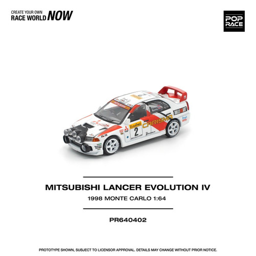 1/64 Poprace 1998 Mitsubishi Lancer Evolution IV Monte Carlo Rally Diecast Car Model 1/64 Poprace 1998 Mitsubishi Lancer Evolution IV Monte Carlo Rally Diecast Car Model