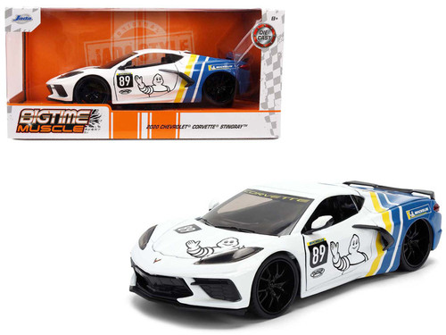 2020 Chevrolet Corvette Stingray C8 #89 "Michelin" White with Yellow and Blue Stripes "Bigtime Muscle" Series 1/24 Diecast Model Car by Jada 2020 Chevrolet Corvette Stingray C8 #89 "Michelin" White with Yellow and Blue Stripes "Bigtime Muscle" Series 1/24 Diecast Model Car by Jada