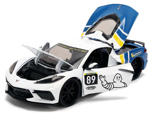 2020 Chevrolet Corvette Stingray C8 #89 "Michelin" White with Yellow and Blue Stripes "Bigtime Muscle" Series 1/24 Diecast Model Car by Jada 2020 Chevrolet Corvette Stingray C8 #89 "Michelin" White with Yellow and Blue Stripes "Bigtime Muscle" Series 1/24 Diecast Model Car by Jada