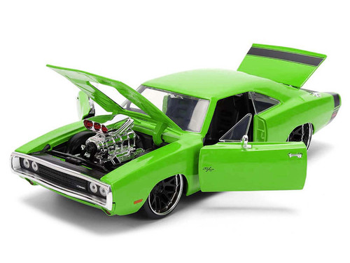 1970 Dodge Charger R/T Bright Green with Black Tail Stripe "Bigtime Muscle" Series 1/24 Diecast Model Car by Jada 1970 Dodge Charger R/T Bright Green with Black Tail Stripe "Bigtime Muscle" Series 1/24 Diecast Model Car by Jada