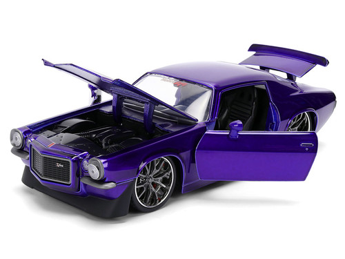 1971 Chevrolet Camaro Z/28 Purple Metallic with Black Hood "Bigtime Muscle" Series 1/24 Diecast Model Car by Jada 1971 Chevrolet Camaro Z/28 Purple Metallic with Black Hood "Bigtime Muscle" Series 1/24 Diecast Model Car by Jada