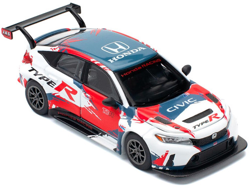 Honda Civic Type R TCR "Presentation" White with Graphics 1/64 Diecast Model Car by Pop Race Honda Civic Type R TCR "Presentation" White with Graphics 1/64 Diecast Model Car by Pop Race