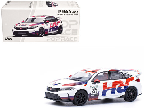 Honda Civic Type R FL5 "HRC - Honda Racing" White with Graphics 1/64 Diecast Model Car by Pop Race Honda Civic Type R FL5 "HRC - Honda Racing" White with Graphics 1/64 Diecast Model Car by Pop Race