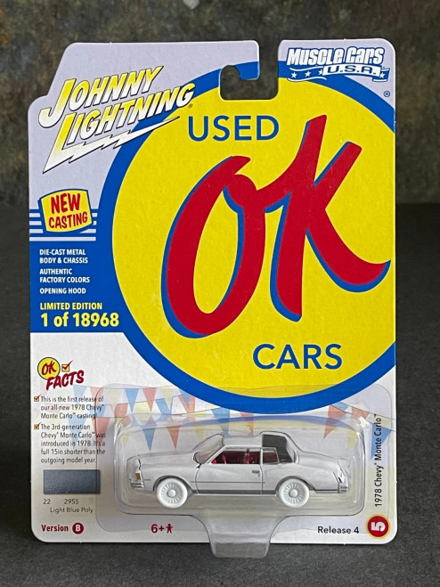 CHASE CAR 1/64 Johnny Lightning 1978 Chevrolet Chevy Monte Carlo (White) Diecast Car Model CHASE CAR 1/64 Johnny Lightning 1978 Chevrolet Chevy Monte Carlo (White) Diecast Car Model