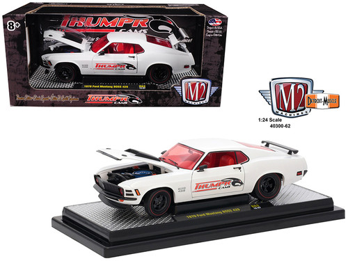 1970 Ford Mustang BOSS 429 "Thumpr Cams" Semi-Gloss White 1/24 Diecast Model Car by M2 Machines
