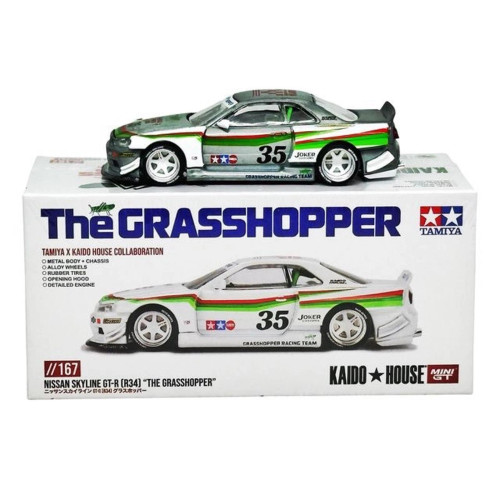 CHASE CAR 1/64 Kaido House Nissan Skyline GT-R (R34) #35 "The Grasshopper" V1 Diecast Car Model CHASE CAR 1/64 Kaido House Nissan Skyline GT-R (R34) #35 "The Grasshopper" V1 Diecast Car Model