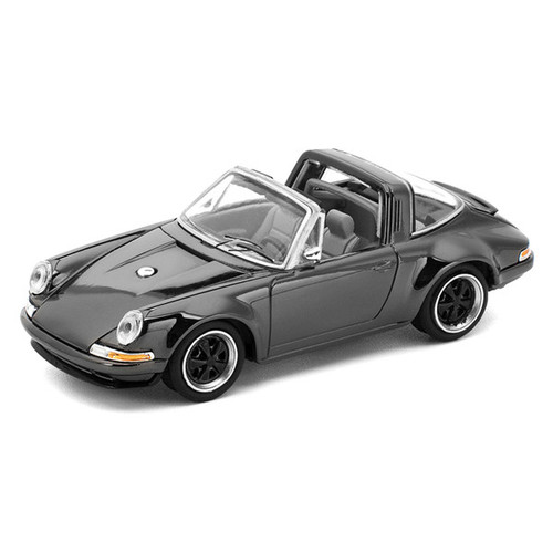 1/64 Poprace Porsche 911 964 Singer Targa (Dark Chrome Black) Diecast Car Model