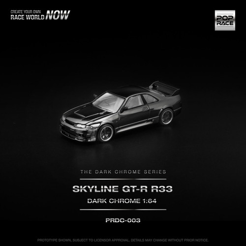 1/64 Poprace Nissan Skyline GT-R GTR R33 (Dark Chrome Black) Diecast Car Model 1/64 Poprace Nissan Skyline GT-R GTR R33 (Dark Chrome Black) Diecast Car Model