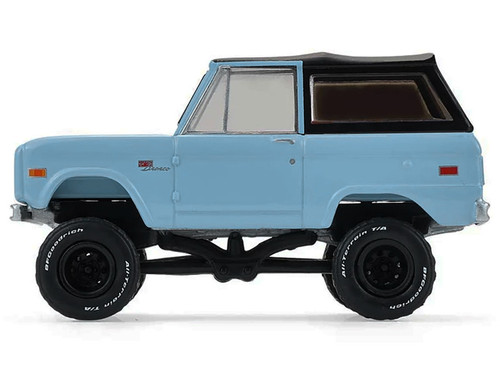 1972 Ford Bronco Custom SUV Light Blue with Black Top "Barrett-Jackson" Series 16 1/64 Diecast Model Car by Greenlight 1972 Ford Bronco Custom SUV Light Blue with Black Top "Barrett-Jackson" Series 16 1/64 Diecast Model Car by Greenlight