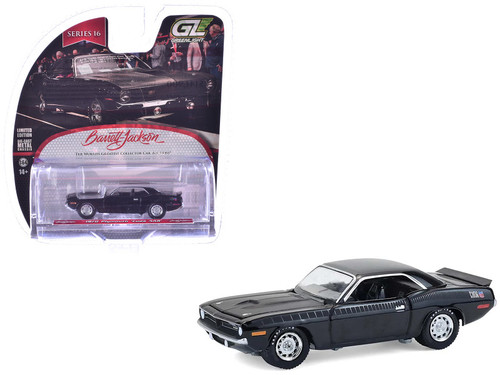 1970 Plymouth 'Cuda AAR Black with Gray Stripes "Barrett-Jackson" Series 16 1/64 Diecast Model Car by Greenlight 1970 Plymouth 'Cuda AAR Black with Gray Stripes "Barrett-Jackson" Series 16 1/64 Diecast Model Car by Greenlight