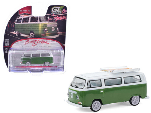 1968 Volkswagen Type II Microbus Green and White "Barrett-Jackson" Series 16 1/64 Diecast Model Car by Greenlight 1968 Volkswagen Type II Microbus Green and White "Barrett-Jackson" Series 16 1/64 Diecast Model Car by Greenlight