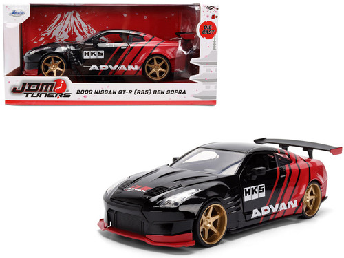 2009 Nissan GT-R (R35) Ben Sopra "Advan" Black and Red "JDM Tuners" Series 1/24 Diecast Model Car by Jada 2009 Nissan GT-R (R35) Ben Sopra "Advan" Black and Red "JDM Tuners" Series 1/24 Diecast Model Car by Jada