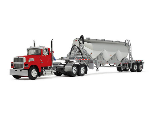 Ford LTL 9000 Day Cab with Heil Pneumatic Tank Trailer Heil Red 1/64 Diecast Model by DCP/First Gear Ford LTL 9000 Day Cab with Heil Pneumatic Tank Trailer Heil Red 1/64 Diecast Model by DCP/First Gear