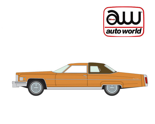 1/64 Auto World 1976 Cadillac Coupe DeVille (Amberlite Firemist Poly Orange) Diecast Car Model 1/64 Auto World 1976 Cadillac Coupe DeVille (Amberlite Firemist Poly Orange) Diecast Car Model