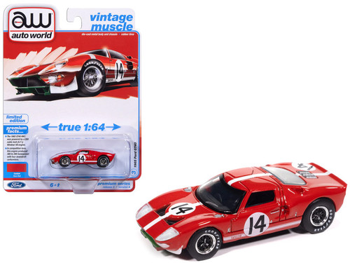 1/64 Auto World 1965 Ford GT 40 #14 (Red) Diecast Car Model