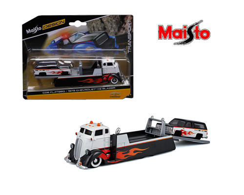 1/64 Maisto COE Flatbed & 1979 Chevrolet K5 Blazer Custom Diecast Car Models 1/64 Maisto COE Flatbed & 1979 Chevrolet K5 Blazer Custom Diecast Car Models