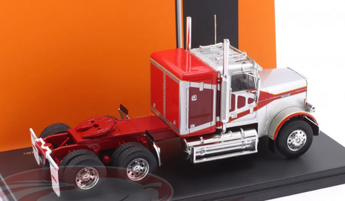 1/43 Ixo 1977 Freightliner FLC 120 64 T SZM (Silver & Red) Diecast Car Model