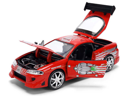 Brian's Mitsubishi Eclipse Red with Graphics Remix "The Fast and The Furious" (2001) Movie "Fast & Furious" Series 1/24 Diecast Model Car by Jada Brian's Mitsubishi Eclipse Red with Graphics Remix "The Fast and The Furious" (2001) Movie "Fast & Furious" Series 1/24 Diecast Model Car by Jada