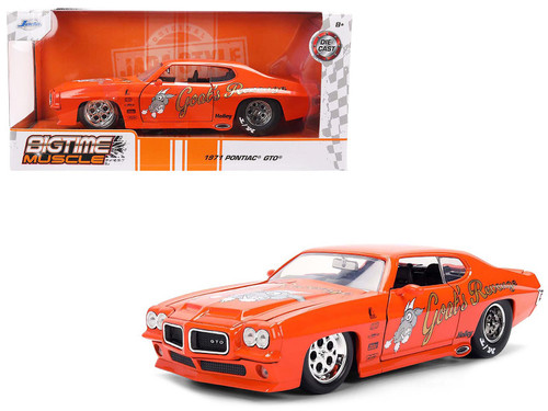 1971 Pontiac GTO "Goat's Revenge" Orange with Graphics "Bigtime Muscle" Series 1/24 Diecast Model Car by Jada 1971 Pontiac GTO "Goat's Revenge" Orange with Graphics "Bigtime Muscle" Series 1/24 Diecast Model Car by Jada