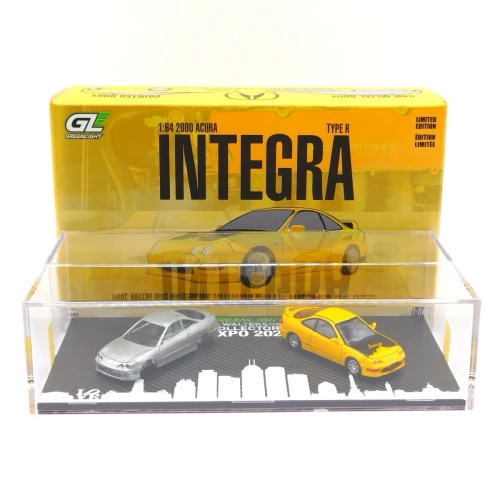 2000 Acura Integra Type R Yellow with Raw Casting Dual Pack "2025 Greenlight Waltersons Collector's Expo Exclusive" 1/64 Diecast Model Car by Greenlight