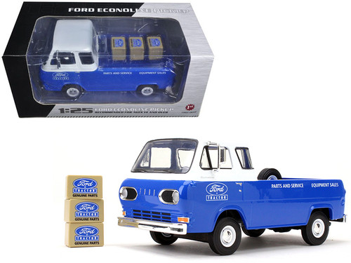 1960's Ford Econoline Pickup Blue with Boxes Ford Tractor Parts & Service 1/25 Diecast Model Car by First Gear