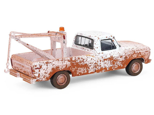 1973 Ford F-100 Tow Truck White (Weathered) "Blue Collar Collection" Series 14 1/64 Diecast Model Car by Greenlight 1973 Ford F-100 Tow Truck White (Weathered) "Blue Collar Collection" Series 14 1/64 Diecast Model Car by Greenlight
