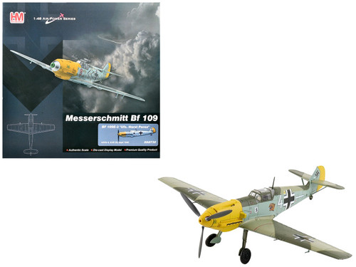 Messerschmitt Bf 109E-3 Fighter Aircraft "White 4 Unteroffizier Horst Perez 4/JG 26" (1940) German Luftwaffe "Air Power Series" 1/48 Diecast Model by Hobby Master Messerschmitt Bf 109E-3 Fighter Aircraft "White 4 Unteroffizier Horst Perez 4/JG 26" (1940) German Luftwaffe "Air Power Series" 1/48 Diecast Model by Hobby Master