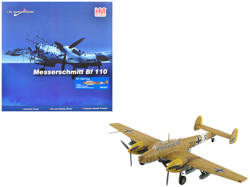 Messerschmitt BF 110E-2 Trop Fighter Aircraft "3U+AR 7./ZG26 Italy" (1941) German Luftwaffe "Air Power Series" 1/72 Diecast Model by Hobby Master Messerschmitt BF 110E-2 Trop Fighter Aircraft "3U+AR 7./ZG26 Italy" (1941) German Luftwaffe "Air Power Series" 1/72 Diecast Model by Hobby Master