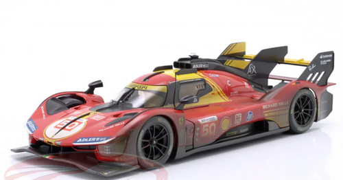 1/18 BBurago 2024 Ferrari 499P Dirty Version #50 Winner 24h LeMans Ferrari - AF Corse Antonio Fuoco, Miguel Molina, Nicklas Nielsen Diecast Car Model 1/18 BBurago 2024 Ferrari 499P Dirty Version #50 Winner 24h LeMans Ferrari - AF Corse Antonio Fuoco, Miguel Molina, Nicklas Nielsen Diecast Car Model
