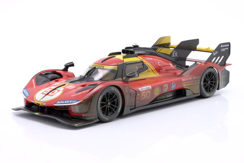 1/18 BBurago 2024 Ferrari 499P Dirty Version #50 Winner 24h LeMans Ferrari - AF Corse Antonio Fuoco, Miguel Molina, Nicklas Nielsen Diecast Car Model