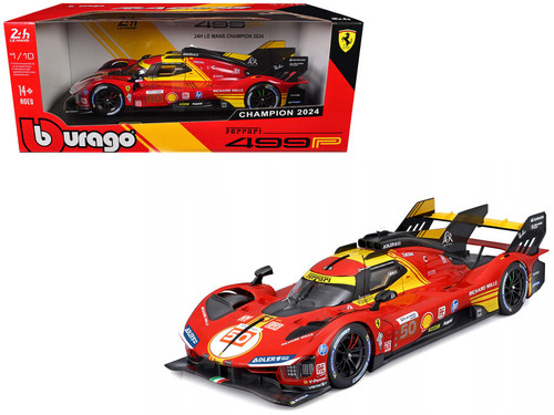 1/18 BBurago 2024 Ferrari 499P Dirty Version #50 Winner 24h LeMans Ferrari - AF Corse Antonio Fuoco, Miguel Molina, Nicklas Nielsen Diecast Car Model