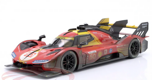1/18 BBurago 2024 Ferrari 499P Dirty Version #50 Winner 24h LeMans Ferrari AF Corse Antonio Fuoco, Miguel Molina, Nicklas Nielsen Diecast Car Model 1/18 BBurago 2024 Ferrari 499P Dirty Version #50 Winner 24h LeMans Ferrari AF Corse Antonio Fuoco, Miguel Molina, Nicklas Nielsen Diecast Car Model