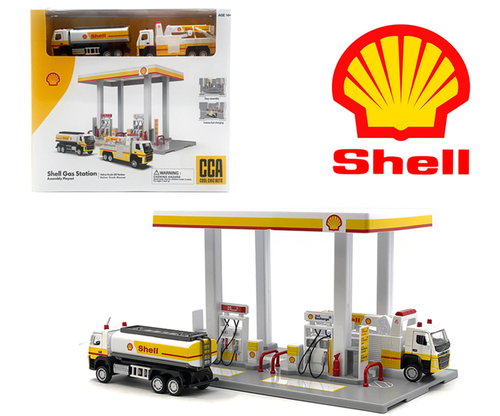 OPEN BOX AS-IS 1/64 Shell Gas Station Playset Diorama with Volvo Oil Tanker & Volvo Tow Truck OPEN BOX AS-IS 1/64 Shell Gas Station Playset Diorama with Volvo Oil Tanker & Volvo Tow Truck