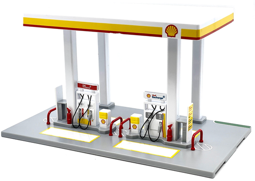 OPEN BOX AS-IS 1/64 Shell Gas Station Playset Diorama with Volvo Oil Tanker & Volvo Tow Truck OPEN BOX AS-IS 1/64 Shell Gas Station Playset Diorama with Volvo Oil Tanker & Volvo Tow Truck